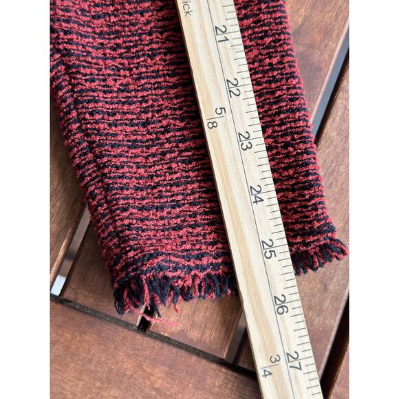 Chico’s Tweed Coatigan Medium Paprika Red Cotton Fringe Cardigan Sweater Blazer - Picture 8 of 11